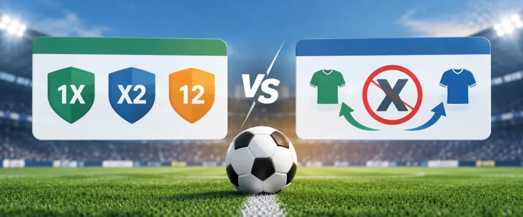 Doble oportunidad vs apuesta sin empate – comparación de mercados de fútbol 1X, X2, 12 y DNB