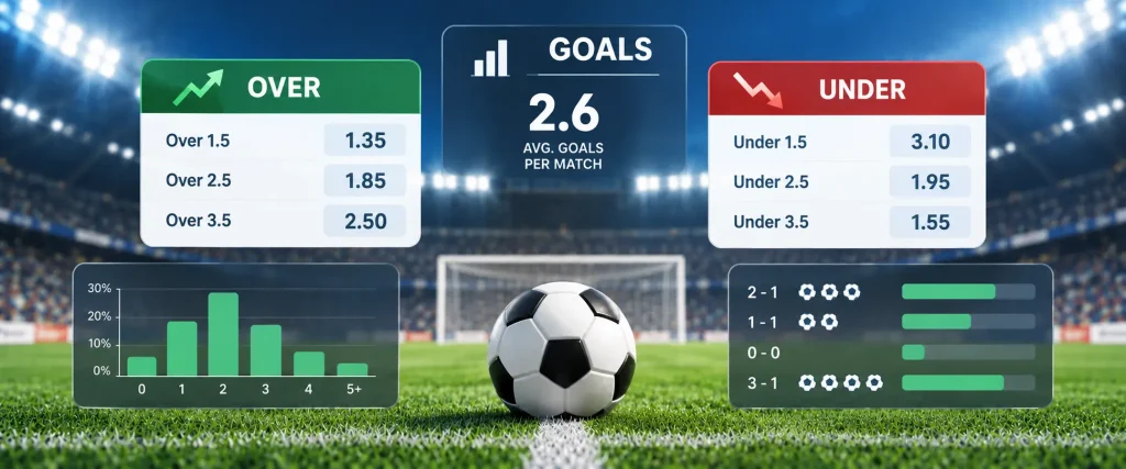 Apuestas de más/menos goles en fútbol – estadísticas, goles esperados y cuotas para diferentes líneas de goles
